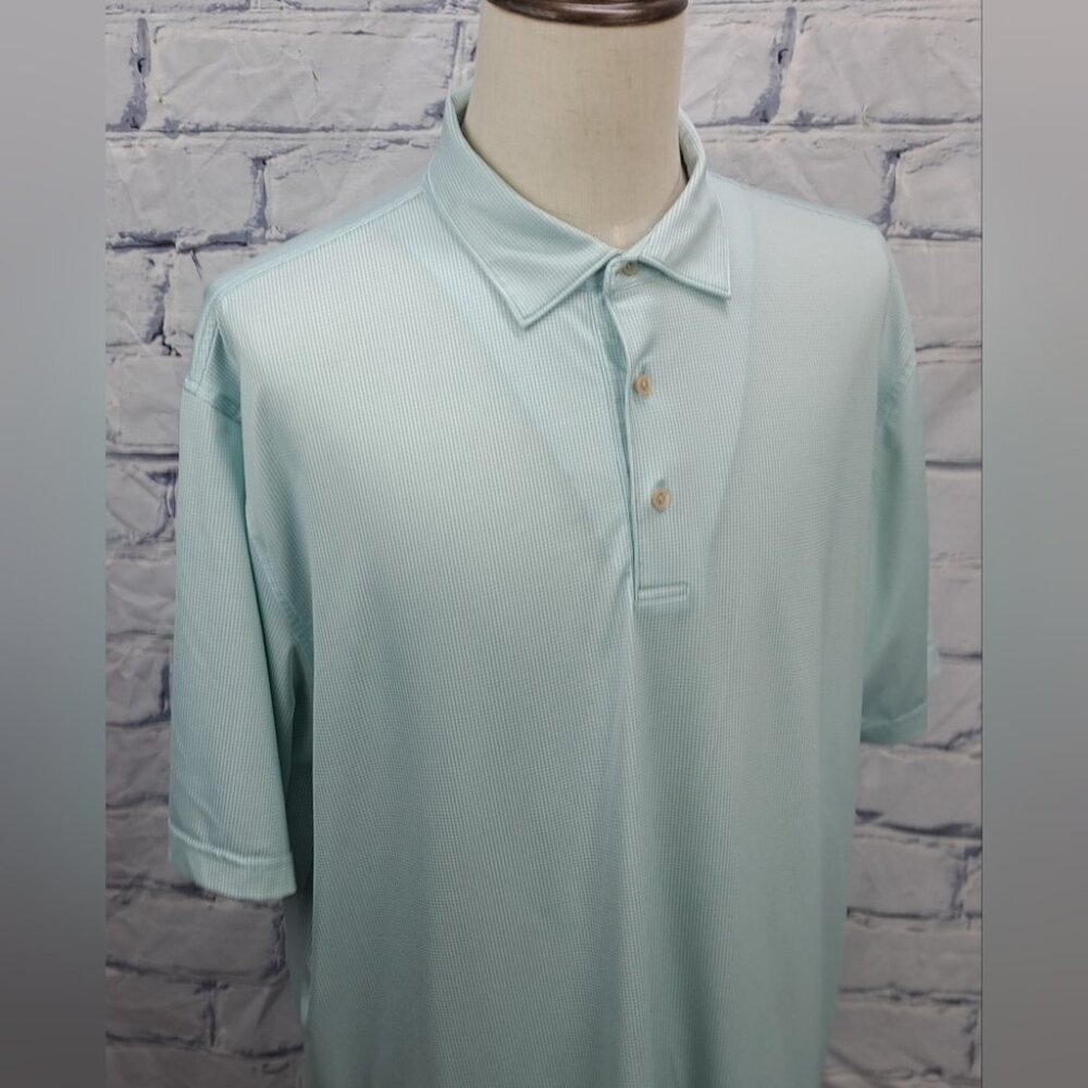 Peter Millar Men's Golf Polo Shirt Summer Comfort Light Green Herringbone sz XL
